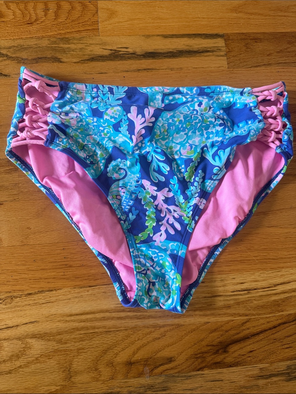 Lilly Pulitzer Blue & Pink High-Waist Bikini Bottom